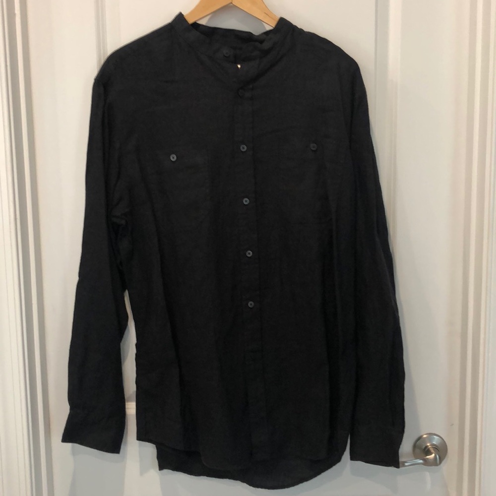 Murano Chinese Collar Long Sleeve Button Down